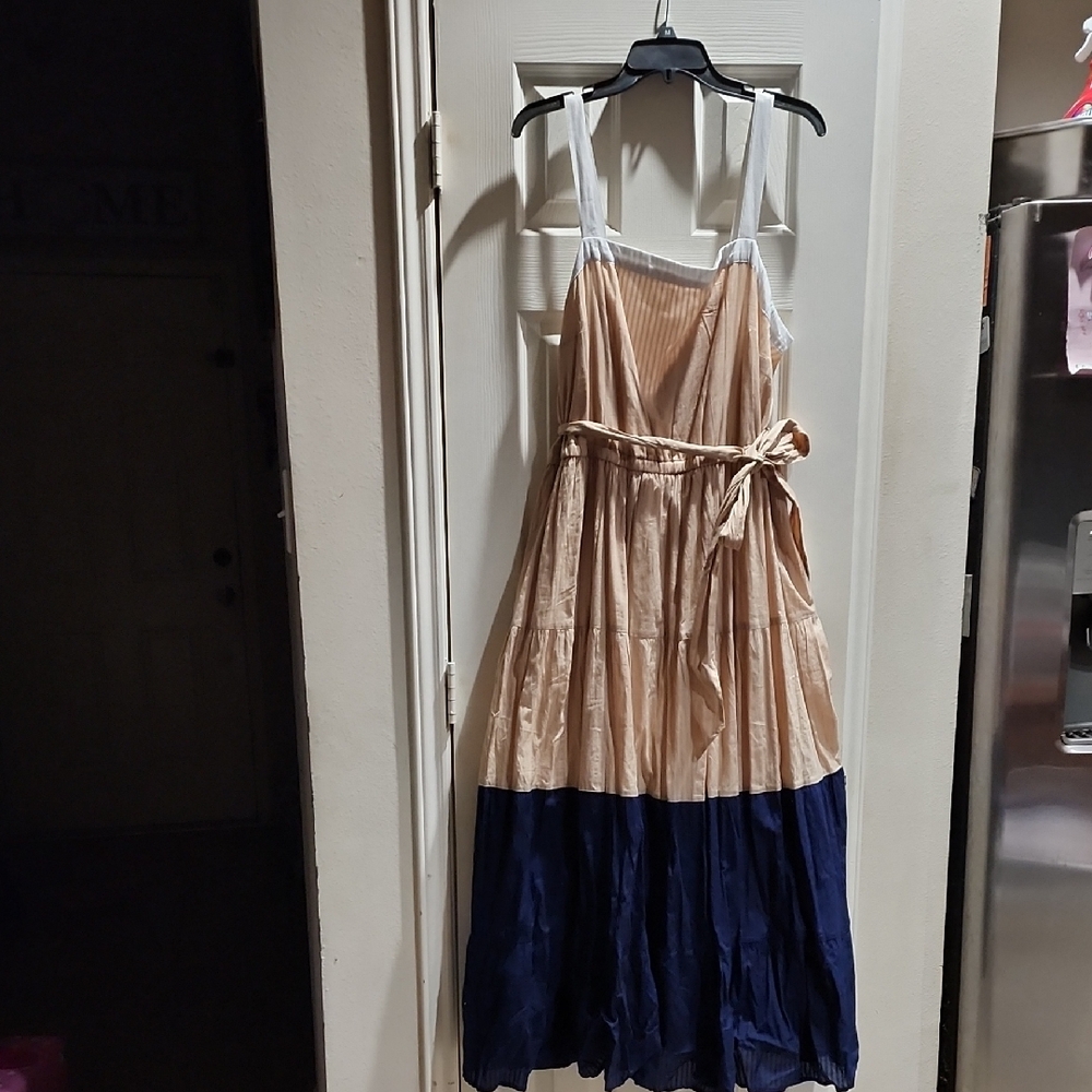 Lane Bryant Beige and Navy Maxi Dress